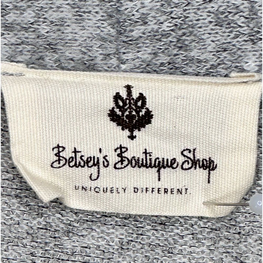 Betsy’s Boutique Shop Gray Open Cardigan Gold Sequin Elbow Patches Casual Sz XXL - Picture 5 of 8